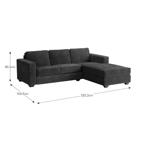 Corner Chaise Sofa with Cushions - Green, Chenille