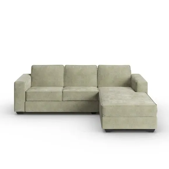 Corner Chaise Sofa with Cushions - Sage, Chenille