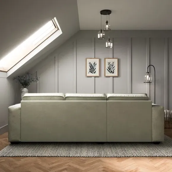 Corner Chaise Sofa with Cushions - Sage, Chenille