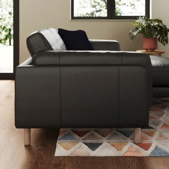 Corner Chaise Sofa with Extension - Black, Leather image