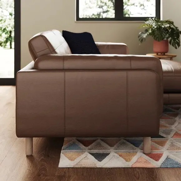 Corner Chaise Sofa with Extension - Brown, Leather