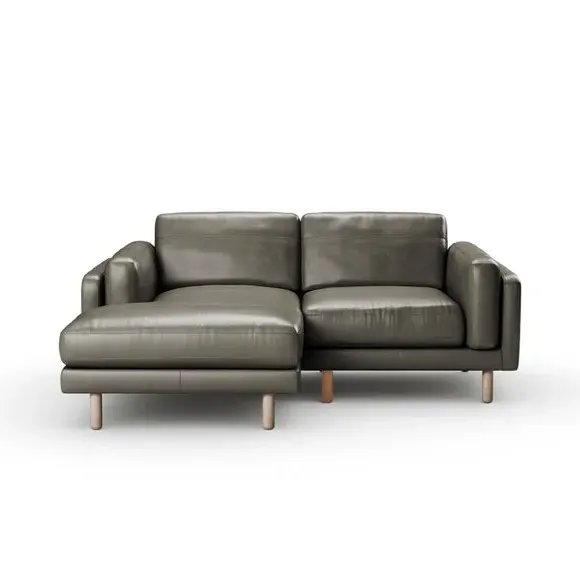 Corner Chaise Sofa with Extension - Grey, Leather