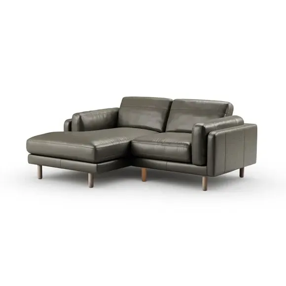 Corner Chaise Sofa with Extension - Grey, Leather