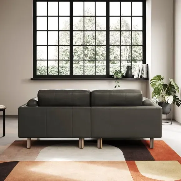 Corner Chaise Sofa with Extension - Grey, Leather