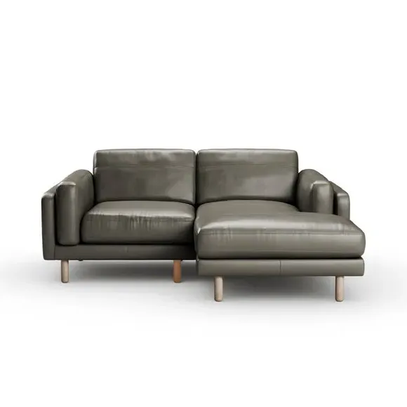 Corner Chaise Sofa with Extension - Grey, Leather