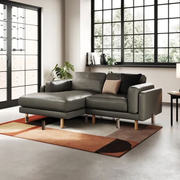 Corner Chaise Sofa with Extension - Grey, Leather