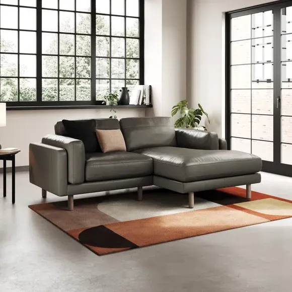 Corner Chaise Sofa with Extension - Grey, Leather image