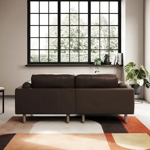 Corner Chaise Sofa with Extension - Mocha, Leather