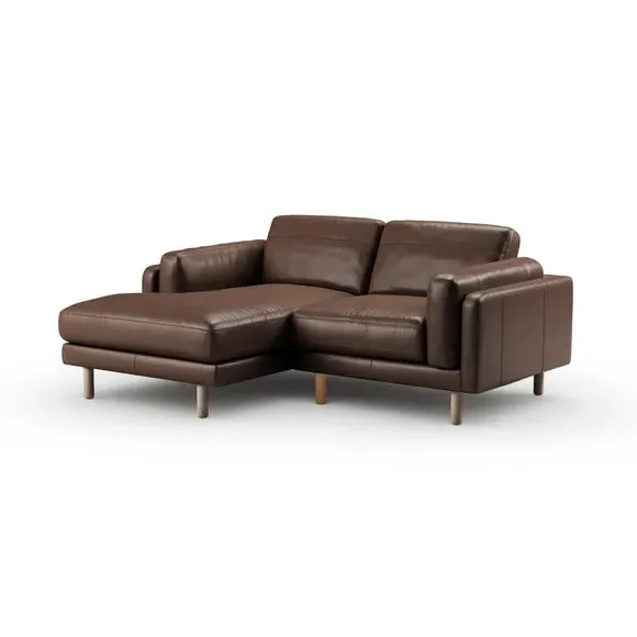 Corner Chaise Sofa with Extension - Mocha, Leather