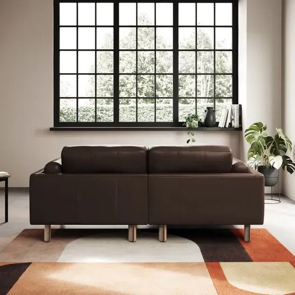 Corner Chaise Sofa with Extension - Mocha, Leather