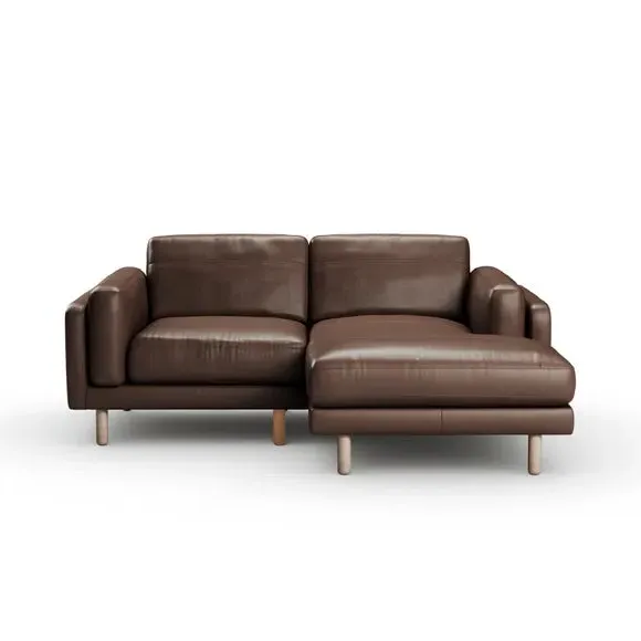 Corner Chaise Sofa with Extension - Mocha, Leather