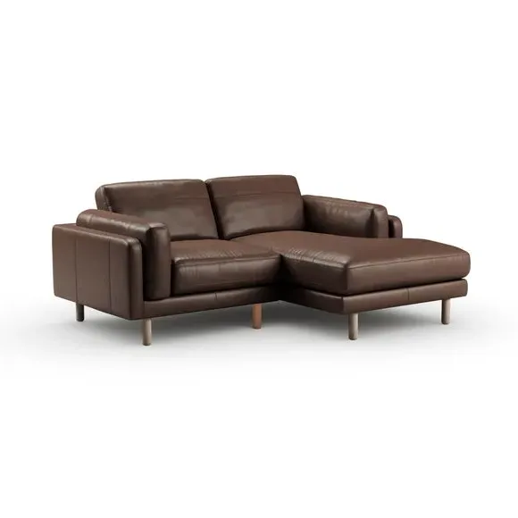 Corner Chaise Sofa with Extension - Mocha, Leather