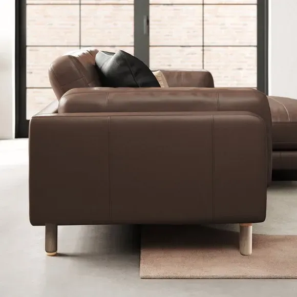 Corner Chaise Sofa with Extension - Mocha, Leather