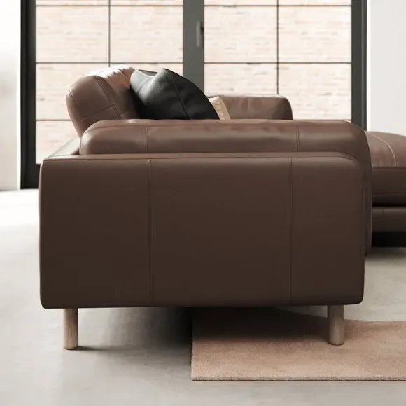 Corner Chaise Sofa with Extension - Mocha, Leather