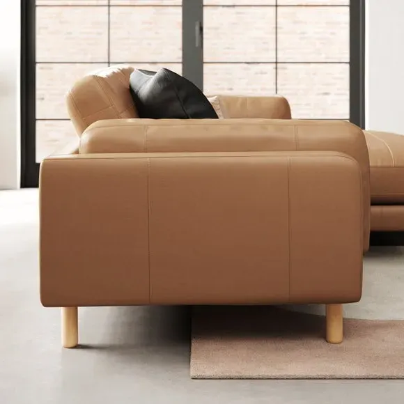 Corner Chaise Sofa with Extension - Tan, Leather