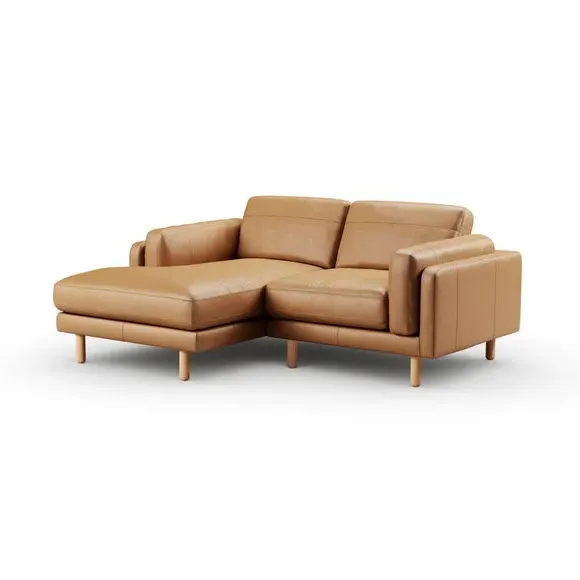 Corner Chaise Sofa with Extension - Tan, Leather