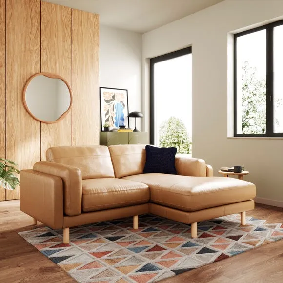 Corner Chaise Sofa with Extension - Tan, Leather