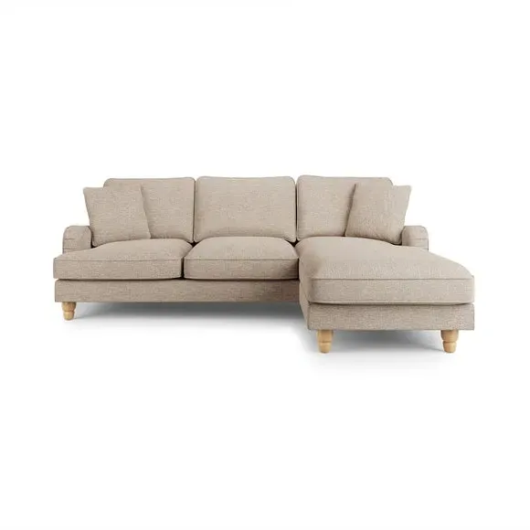 Corner Chaise Sofa with Piped Edge - Linen