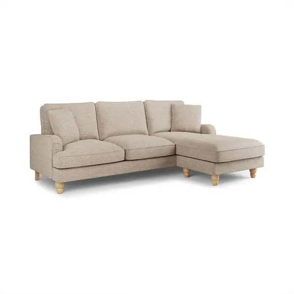 Corner Chaise Sofa with Piped Edge - Linen
