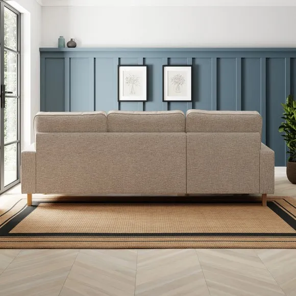 Corner Chaise Sofa with Piped Edge - Linen