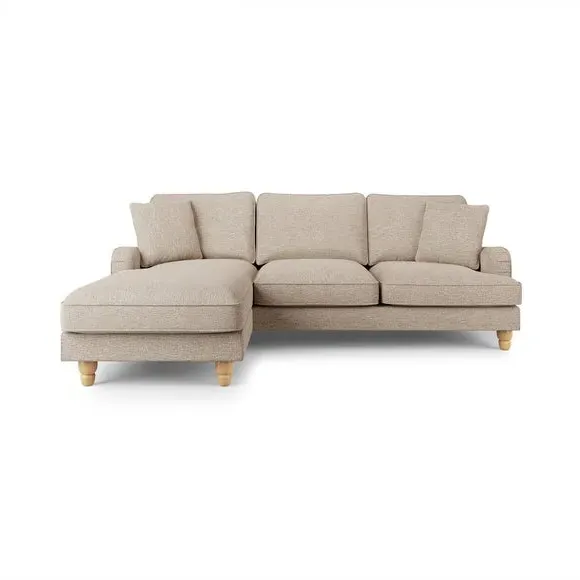 Corner Chaise Sofa with Piped Edge - Linen