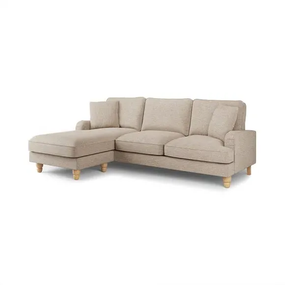 Corner Chaise Sofa with Piped Edge - Linen