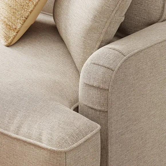 Corner Chaise Sofa with Piped Edge - Linen