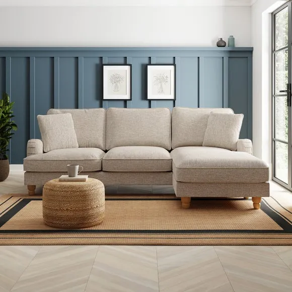 Corner Chaise Sofa with Piped Edge - Linen image