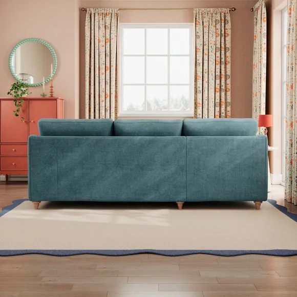 Corner Chaise Sofa with Pleat Detail - Aqua, Chenille