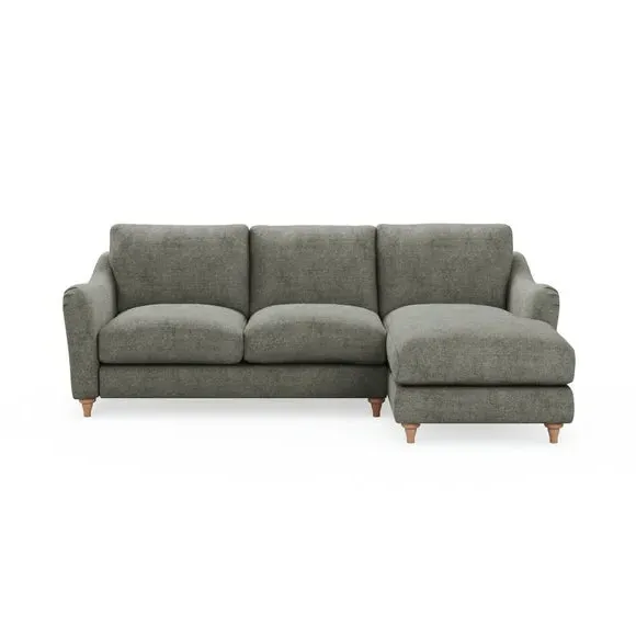 Corner Chaise Sofa with Pleat Detail - Grey, Chenille