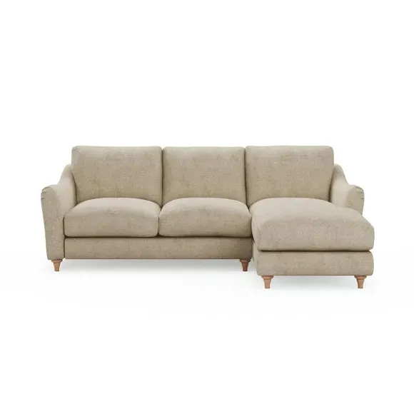 Corner Chaise Sofa with Pleat Detail - Natural, Chenille
