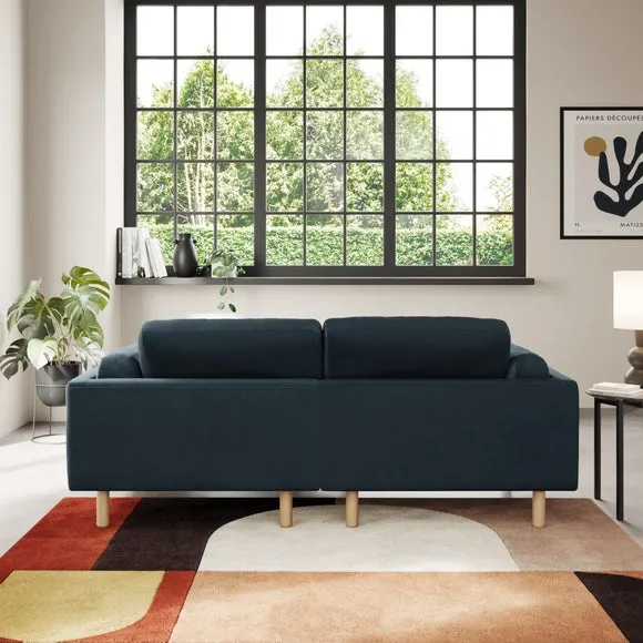 Corner Chaise Sofa with Plush Foam - Navy, Velvet