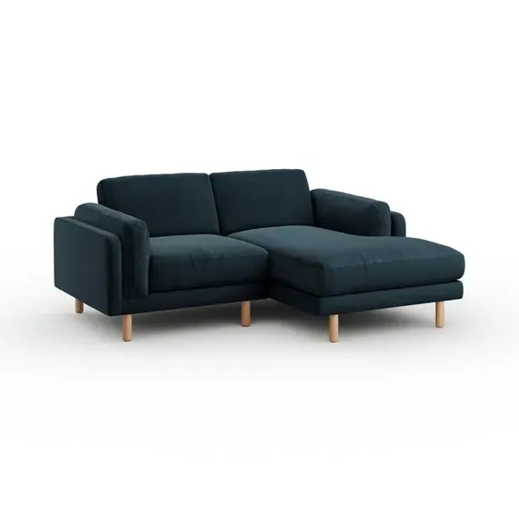 Corner Chaise Sofa with Plush Foam - Navy, Velvet