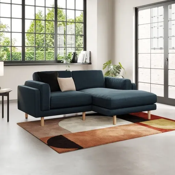 Corner Chaise Sofa with Plush Foam - Navy, Velvet image