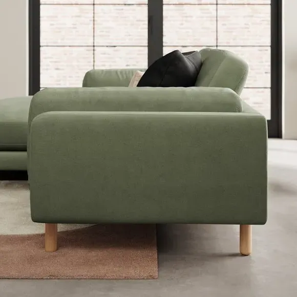 Corner Chaise Sofa with Plush Foam - Sage, Velvet