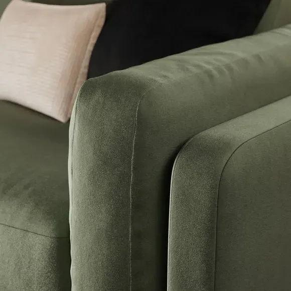 Corner Chaise Sofa with Plush Foam - Sage, Velvet