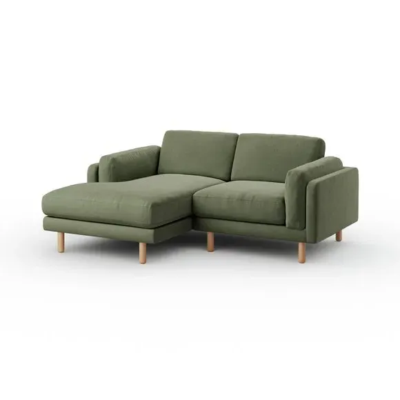 Corner Chaise Sofa with Plush Foam - Sage, Velvet
