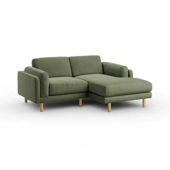 Corner Chaise Sofa with Plush Foam - Sage, Velvet