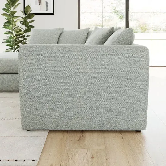Corner Chaise Sofa with Roll Arms - Blue, Fabric