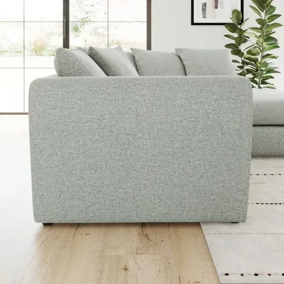 Corner Chaise Sofa with Roll Arms - Blue, Fabric