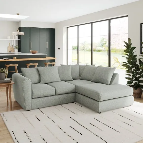 Corner Chaise Sofa with Roll Arms - Blue, Fabric image