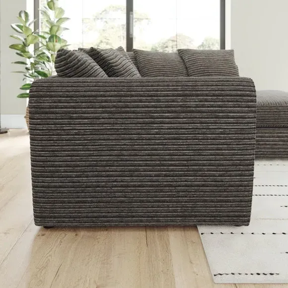 Corner Chaise Sofa with Roll Arms - Grey, Cord