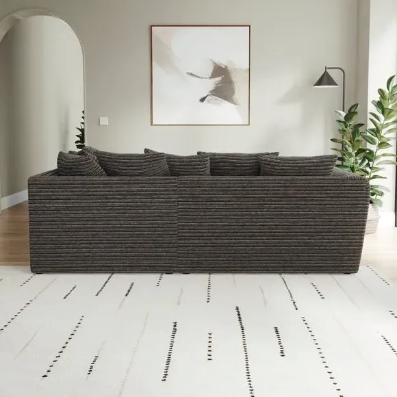 Corner Chaise Sofa with Roll Arms - Grey, Cord