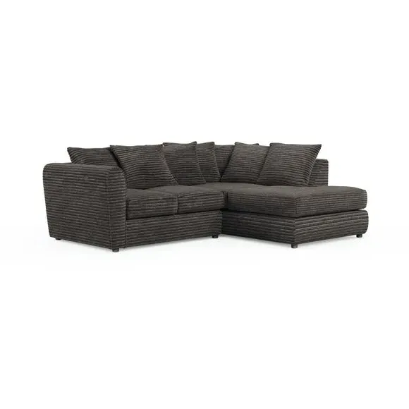 Corner Chaise Sofa with Roll Arms - Grey, Cord