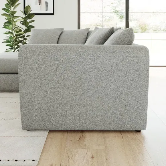 Corner Chaise Sofa with Roll Arms - Grey, Fabric