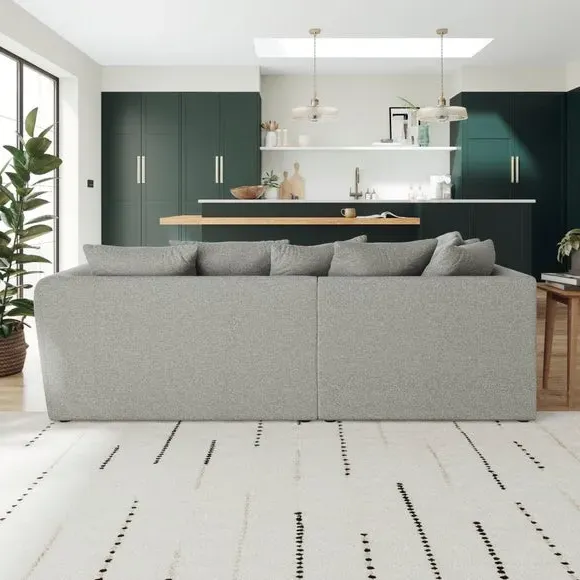 Corner Chaise Sofa with Roll Arms - Grey, Fabric