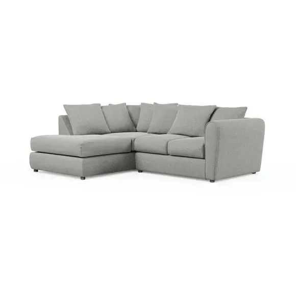 Corner Chaise Sofa with Roll Arms - Grey, Fabric