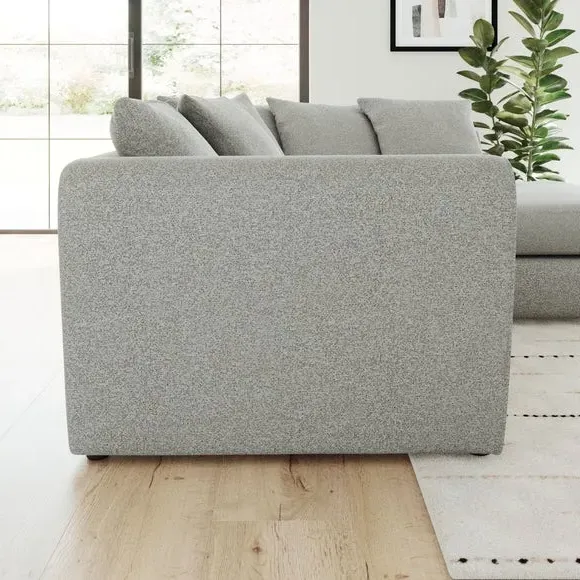 Corner Chaise Sofa with Roll Arms - Grey, Fabric