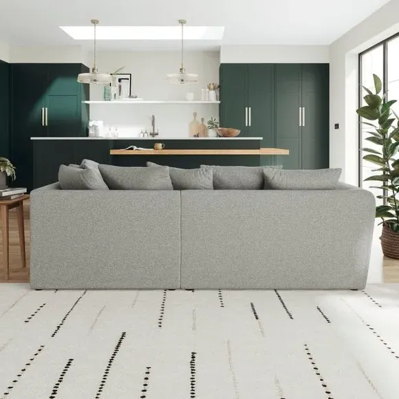Corner Chaise Sofa with Roll Arms - Grey, Fabric