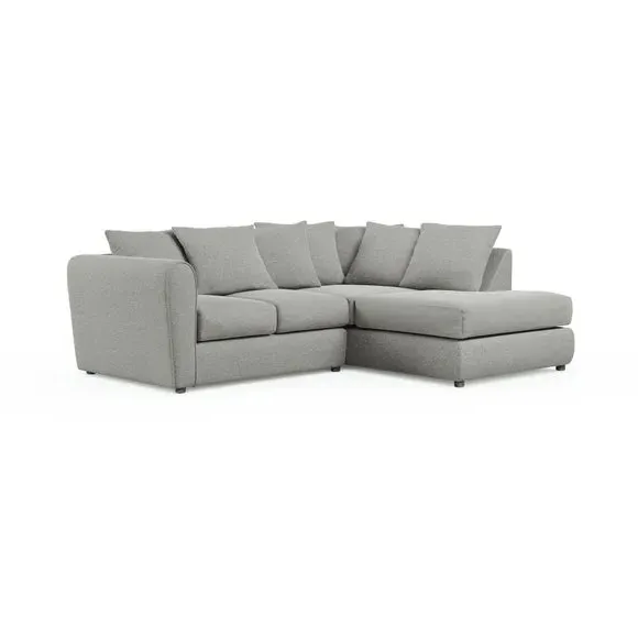 Corner Chaise Sofa with Roll Arms - Grey, Fabric